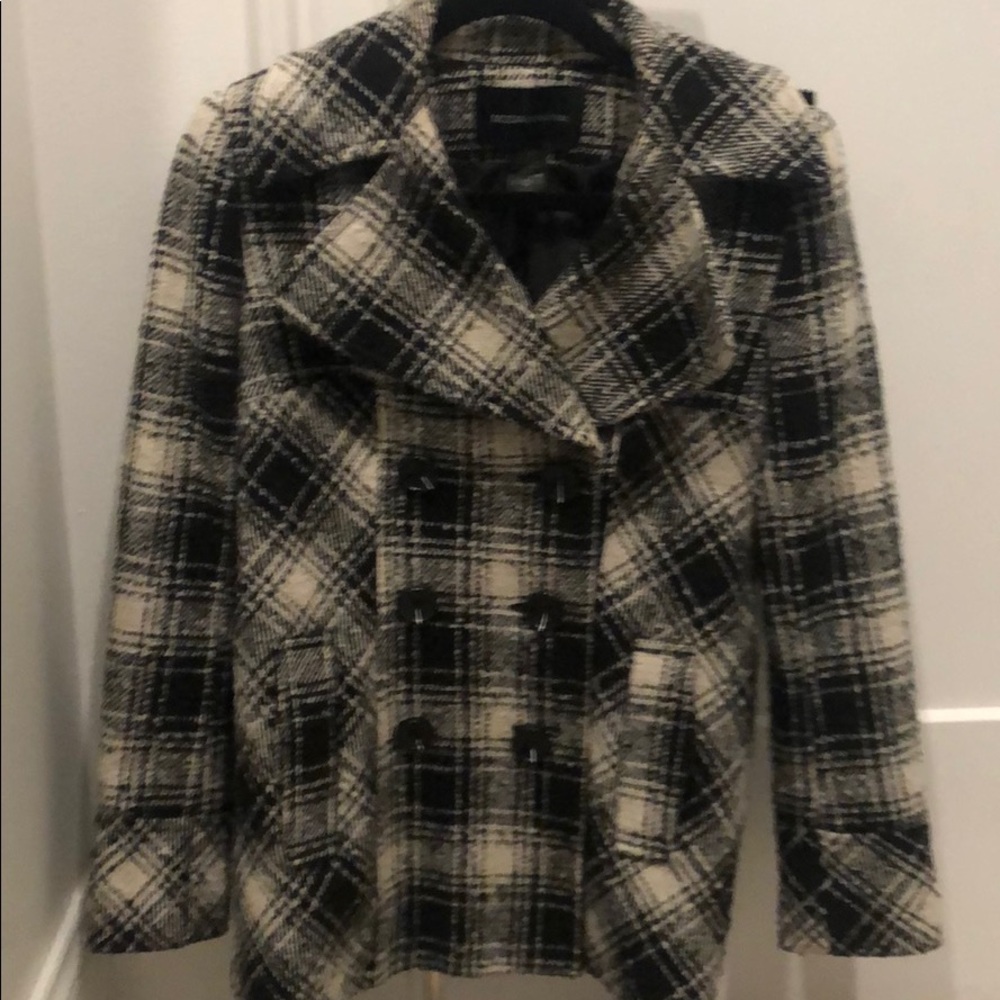 Black and white pea coat